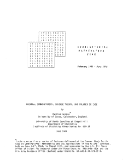 Gordon, Manfred; (1969)Chemical combinatorial, cascade theory and polymer science."