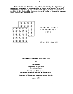 Camion, Paul; (1970)Antisymmetric Hadamard difference sets."
