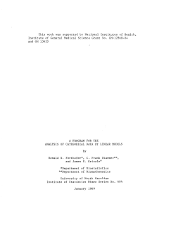 Forthofer, Ronald., Frank Starmer and J.E. Grizzle; (1969)A program for the analysis of categorical data by linear models."