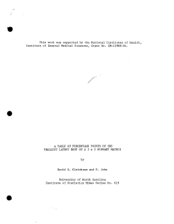 Kleinbaum, D.G. and S. JohnA table of percentage points of the smallest latent root of a 2 x 2 Wishart matrix."
