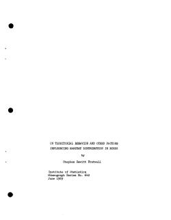 Fretwell, S.D.; (1969)On territorial behavior and other factors influencing habitat distribution in birds."
