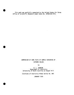 Johnson, N.L.; (1970)Comparison of some tests of sample censoring of extreme values."