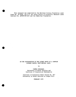Hayakawa, T.; (1970)On the distribution of the latent roots of a complex Wishart matrix (non-central case)."