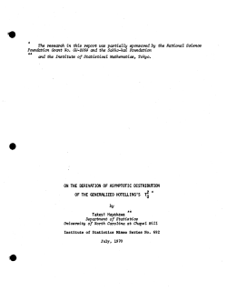 Hayakawa, T.; (1970)On the derivation f asymptotic distribution of the generalized Hotelling's P 2-0."