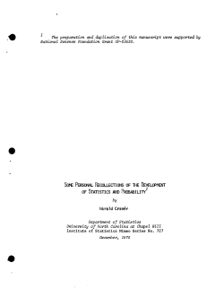 Cramer, Harald; (1970)Some personal recollections of the development of statistics and probabilty."