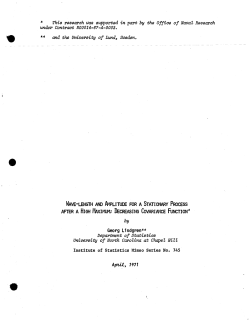 Lindgren, G.; (1971)Wave-length and amplitude for a stationary process after a high maxmimum: decreasing covariance function."