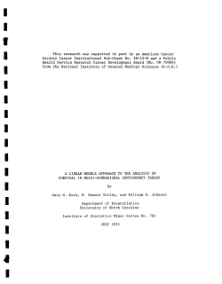 Koch, G.G., Tolley, H.D. and Johnson, W.D.; (1971). A linear models approach to the analysis of survival and multi-dimensional contingency tables."