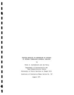 Lachenbruch, P.A. and Perry, Jan; (1971)Testing equality of proportion of sucess of several correlated binomial variates."