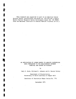 Koch, G., Johnson, W.D. and Tolley, H.D.; (1971)An application of linear models to analyze categorical data pertaining to the relationship between survival and extent of disease."