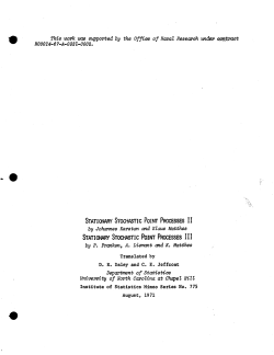 (Translated by) Daley, D.R. and Jeffcoat, C.E.; (1971)Stationary stochastic point processes, II and III."