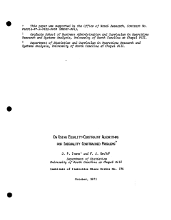 Evans, J.T. and Gould, F.J.; (1971)On using equality constrained algorithms for inequality constrained problems."