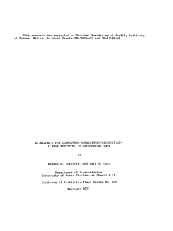 Forthofer, R.N. and Koch, Gary; (1972).An analysis for compounded logarithmic-exponential linear functions of categorical data."