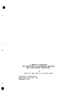 Bell, Walter E. and VanDerVaart, H.R.; (1972)A method of estimating the coefficients in differential equations from time discrete observations." Thesis.