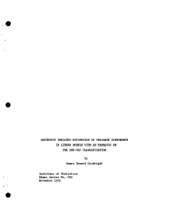 Goodnight, J.H.; (1972)Quadratic unbiased estimation of variance components in linear models with an empahsis on the one-way classification."