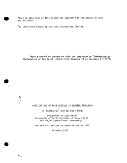 Raghavarao,D. and Singh, R.; (1972)Applications of PBIB designs in cluster sampling."