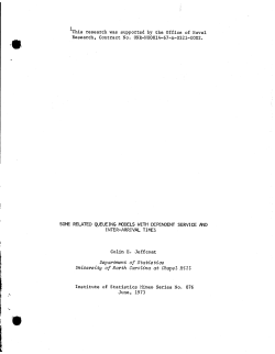 Jeffcoat, C.E.; (1973)Some related queuing models with dependent service and inter arrival time."