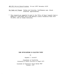 Carroll, Raymond J.; (1974)Some approximations in selection theory."