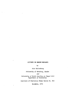 Kallenberg, Olav; (1974)Lectures on random measures."