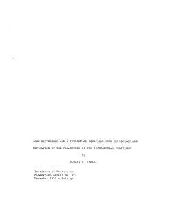 Small, R.D.; (1974).Some difference and differential equations used in biology and estimation of the parameters of the differential equations."