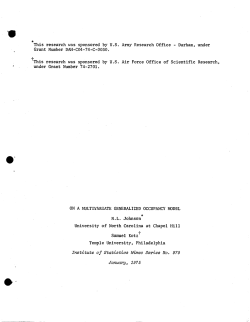 Johnson, N.J. and Kotz, S.; (1975)On a multivariate generalized occupancy model."