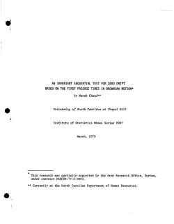 Chand, Nanak; (1975)An invariant sequential test for zero drift based on the first passage times in Brownian motion."