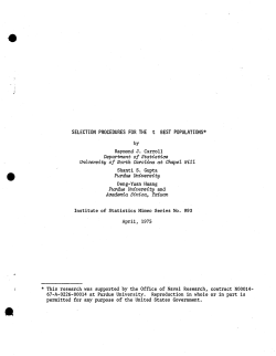 Carroll, R.J., Gapta, S.S. and Huang, D.Y.; (1975).Selection procedures for the t best populations."