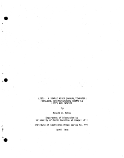 Helms, R. W.; (1975).Lists: A simple mixed (manual/computer) procedure for maintaining formatted lists and indexes."