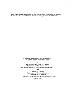 Koch, G.G., Freeman, J.L. and Lehnen, R.G.; (1975).A general methodology for the analysis of ranked policy preference data."