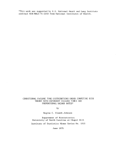 Elandt-Johnson, R. C.; (1975)Conditional failure time distributions under compteting risk theory with dependent failure times and proportional hazard rates."