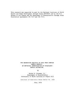 Freeman, Daniel H. Jr.; (1975)The regression analysis of data from complex sample surverys: an empirical investigation of covariance matris estimation."