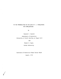 Carroll, R.J.; (1975)On the probabilities of ranking of populations with applications."