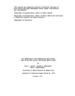 Hogue, C. J., Shcahtman, R. H., and Schoenfelder, J.R.; (1975)The comparison of post-abortum and post-partum time-to-delivery using a data based maskov chain."