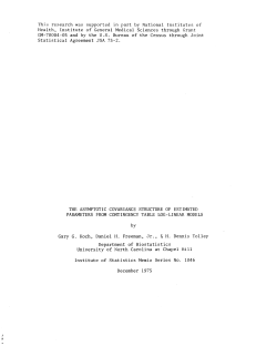 Koch, G. G., Freeman, D. H. Jr., and H. D. Tolley; (1975).The asymptotic cvariance structure of estimated parameters from contingency table log-linear models."