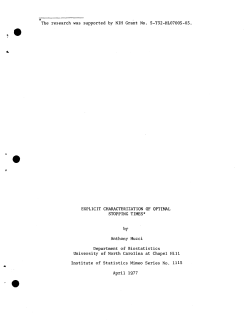 Mucci, Anthony; (1977)Explicit Characterization of Optimal Stopping Times."
