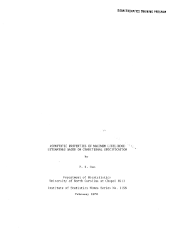 Sen, P.K.; (1978).Asymptotic Properties of Maximum Likelihood Estimators Based On Conditional Specification."