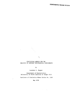 Kupper, L.L.; (1978)Statistical Models for the Analysis of Certain Toxicological Experiments."
