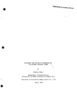 Mucci, A.; (1978)Existence and Expllicit Determination of Optimal Stopping Times."