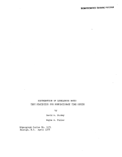 Dickey, D.A. and Fuller, W.A.; (1978)Distribution of Likelihood Ration Test Statistics for Nonstationary Time Series."