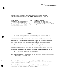 Masry, E.On the Reconstruction of the Covariance of Stationary Gaussian Processes Observed Through Zero Memory Nonlinearities - Part II."