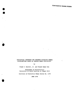 Harrell, F.E. Jr., and Sen, P.K.; (1978)Statistical Inference for Censored Bivariate Normal Distributions Based On Induced Order Statistics*."