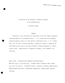 Simons, Gordon, D.Extensions of the Stochastic Ordering Property of Likelihood Ratios."