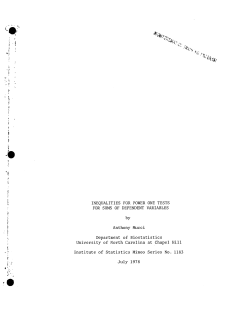 Mucci, Anthony; (1978)Inequalities for Power One Tests for Sums of Dependent Variables."