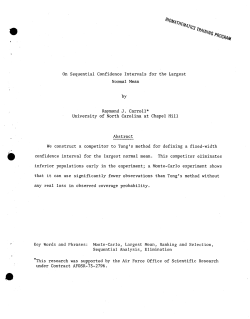 Carroll, R.J.On Sequential Confidence Intervals for the Largest Normal Mean."