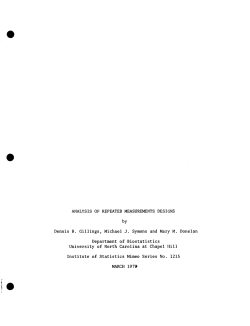 Gillings, D.B., Symons, M.J., Donelan, M.M.; (1979)Analysis of Repeated Measurements Design."