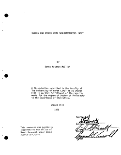 McCllish, Donna; (1979).Queues and Stores with Nonhomogenous Input."