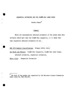 Simons, Gordon; (1979)Sequential Estimators and the Cramer-Rao Lower Bound."