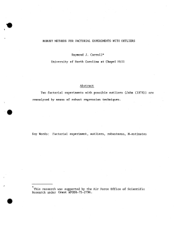 Carroll, R.J.Robust Methods for Factorial Experiments with Outliers."