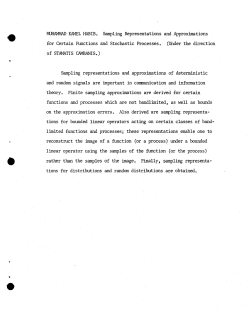Habib, M.K.Sampling Representations and Approximations for Certain Functions and Stochastic Processes."