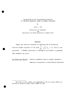 Lee, Alan J.Calculation of the Distribution Function of Infinite Quadratic Forms in Normal Variables."