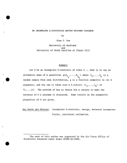 Lee, A.J.On Incomplete U-Statistics Having Minimum Variance."